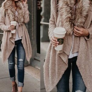 Vick brown Faux Fur Cardigan XS S NEW WITH TAGS!!!